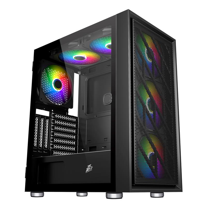 1ST PLAYER AR7-G SİYAH 750W 80+ SILVER ATX 3.1 ARGB 4X12CM FAN TEMPERLİ CAM USB 3.0 ATX KASA